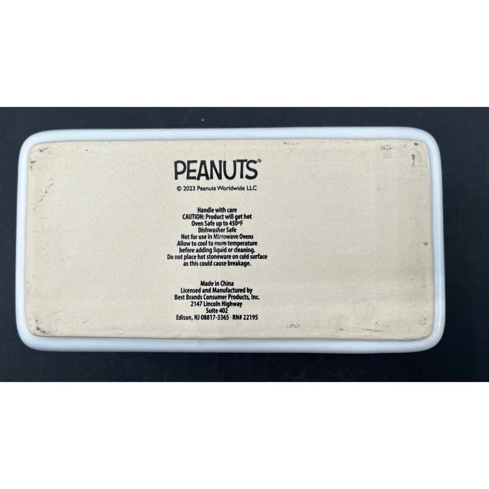 Peanuts Snoopy Woodstock Hoppy Easter Ceramic Loaf Pan Scalloped Teal Rim 6x3